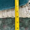 White Faux Wicker Armchair with Teal Cushion - 7