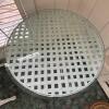 Round White Metal Patio Table with Tempered Glass Top and Ornate Design - 2