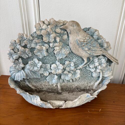Resin Wall-Mounted Ceramic Planter with Bird and Floral Motif