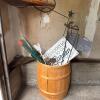Garden Decor Lot in Half Whiskey Barrel