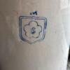 Antique 8-Gallon Stoneware Crock with Blue Shield Flower Mark