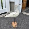 Decorative Wooden Shorebird Decoy on Bark Wood Base