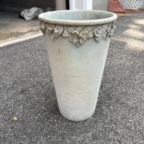 Decorative Concrete Planter Pot with Rose Relief Band