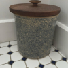 Spongeware Stoneware Canister with Wooden Lid