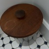 Spongeware Stoneware Canister with Wooden Lid - 2