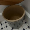 Spongeware Stoneware Canister with Wooden Lid - 3