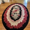 Oval Hooked Rug with Rose Pattern 59"x36" - 2