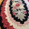Oval Hooked Rug with Rose Pattern 59"x36" - 5
