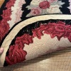 Oval Hooked Rug with Rose Pattern 59"x36" - 6