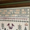 Framed Cross Stitch Sampler with Alphabet and Motifs - 2