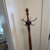 Wood and Metal Standing Coat Rack with Rotating Hooks - 2