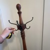Wood and Metal Standing Coat Rack with Rotating Hooks - 3