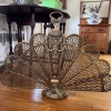 Brass Peacock Style Fireplace Fan Screen