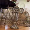 Brass Peacock Style Fireplace Fan Screen - 9