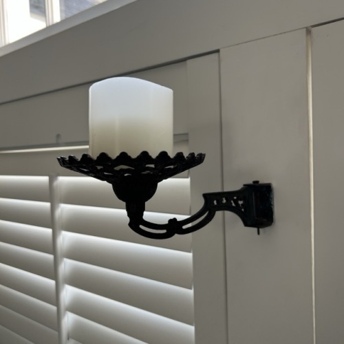 Wall Mount Cast Iron Candle Holder with LED Candle