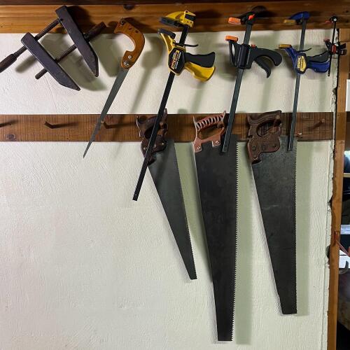 Handsaws And Wood Working Clamps: Pickers Lot
