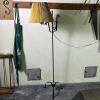 Black Metal Floor Lamp w/ Tan Pleated Shade