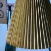 Black Metal Floor Lamp w/ Tan Pleated Shade - 3