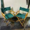 Pair Portable Folding Wooden Director's Chairs