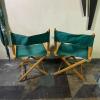 Pair Portable Folding Wooden Director's Chairs - 2