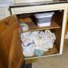 Wood Storage Cabinet with Laminate Top & Wooden Table with Shelf - 3