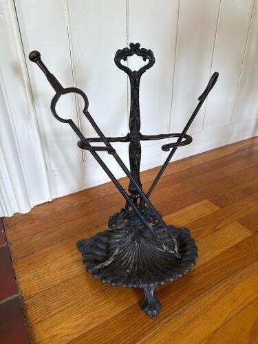 Vintage Cast Metal Fireplace Tool Set