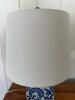Blue and White Chinoiserie Porcelain Table Lamp with White Fabric Shade - 4