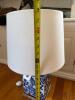 Blue and White Chinoiserie Porcelain Table Lamp with White Fabric Shade - 7