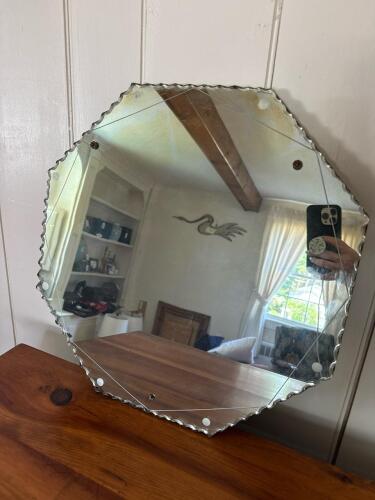 Vintage Octagonal Scalloped Edge Wall Mirror