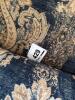 Traditional Blue & Tan Damask Armchair & Ottoman Set - 9