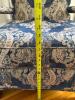 Traditional Blue & Tan Damask Armchair & Ottoman Set - 10
