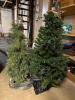 Pair of Pre-Lit Artificial Pine Christmas Trees