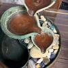 Decorative Tabletop Water Fountain with Stones and Metal Basin - 2