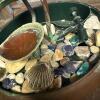 Decorative Tabletop Water Fountain with Stones and Metal Basin - 3