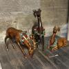 Trio of Gloss Resin Reindeer Figurines with Holly Wreaths