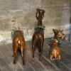 Trio of Gloss Resin Reindeer Figurines with Holly Wreaths - 2