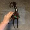 Trio of Gloss Resin Reindeer Figurines with Holly Wreaths - 5