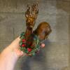 Trio of Gloss Resin Reindeer Figurines with Holly Wreaths - 7
