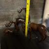 Trio of Gloss Resin Reindeer Figurines with Holly Wreaths - 9
