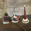 Possible Dreams Crinkle Claus Santa Figurines Lot with Fawn and Metal Reindeer Sleigh - 6