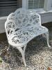 White Ornate Cast Aluminum Outdoor Loveseat Bench - 2