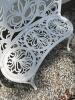 White Ornate Cast Aluminum Outdoor Loveseat Bench - 4