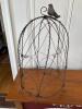 Decorative Wire Cloche with Bird Figurine
