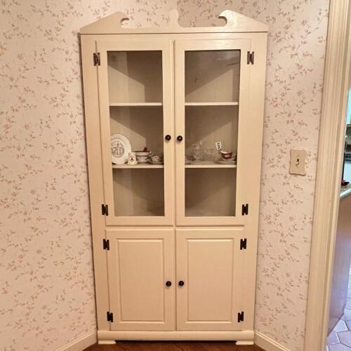 Painted Corner Cabinet with Glass Doors