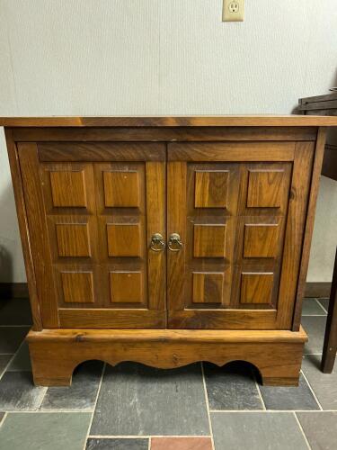 Vintage Wood Cabinet with Lift Front Paneled Door
