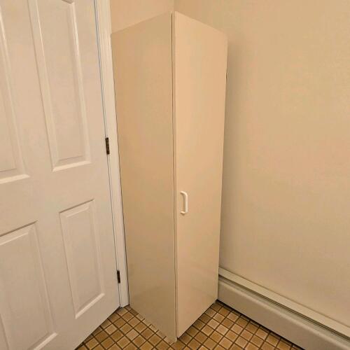 White Wooden Storage Cabinet with Shelves