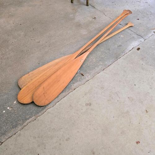 Three Old Town Wooden Canoe Paddles