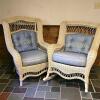 Pair of American Sampler Wicker Rocking Chairs