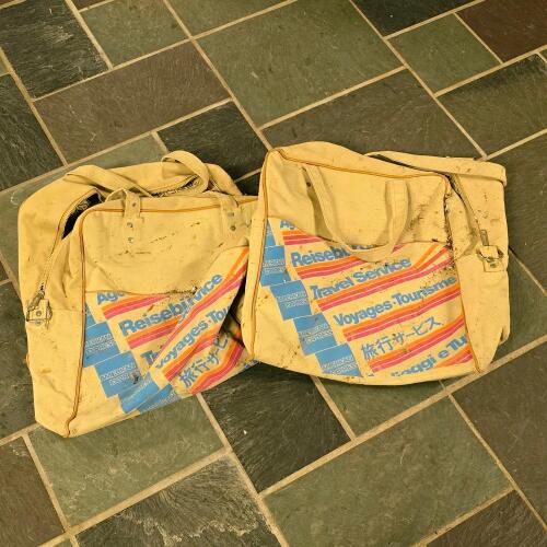 Two Vintage American Express Travel Canvas Bags