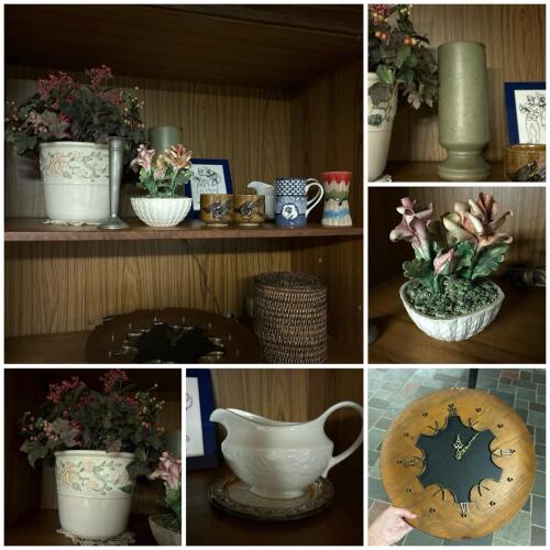 Assorted Home Decor Items - Clock, Vase, Basket and More